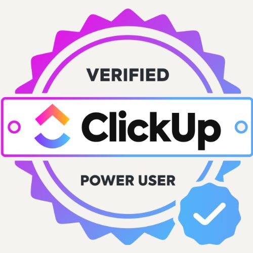 Insignia oficial ClickUp Certified Admin