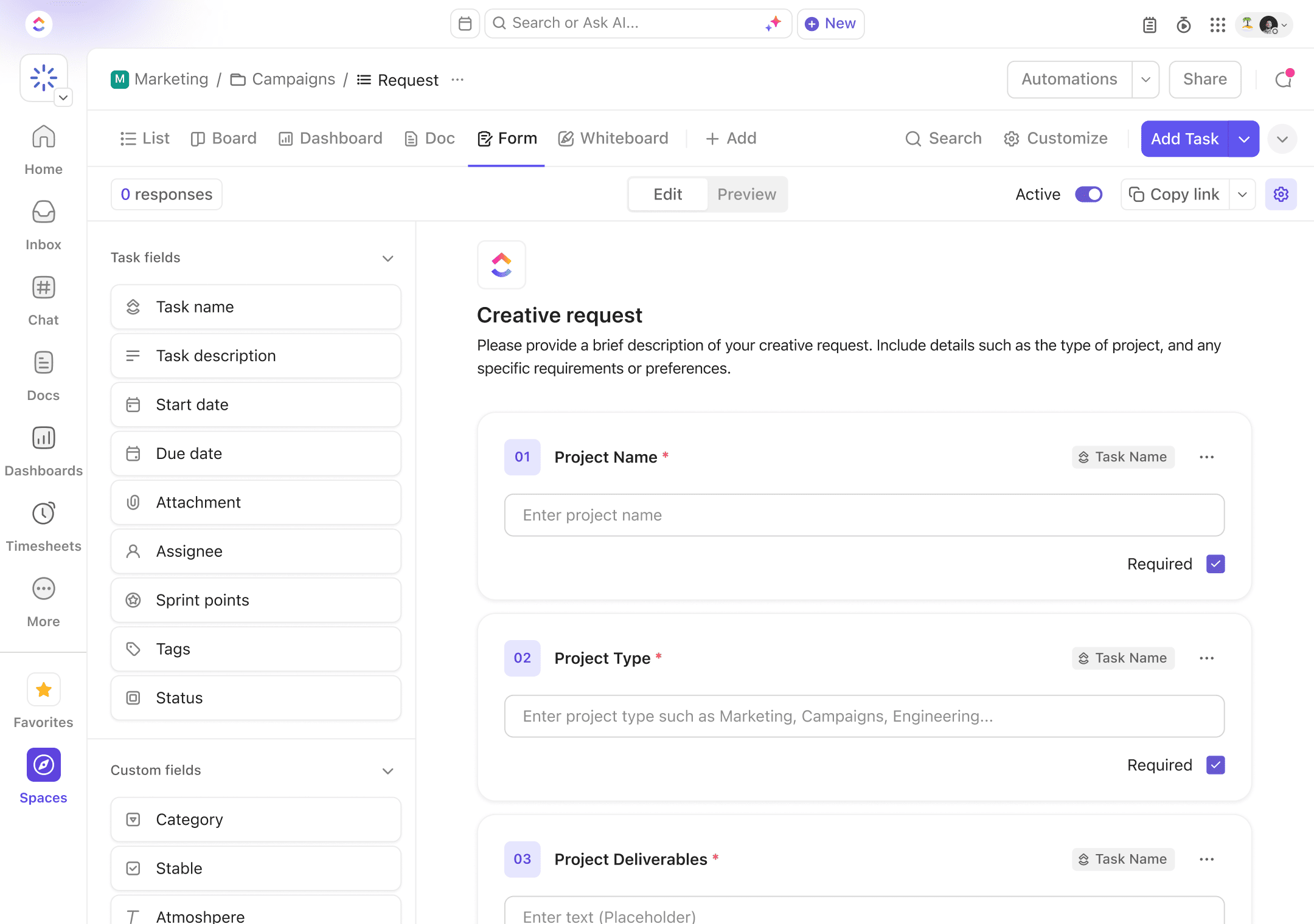 ClickUp — Formularios