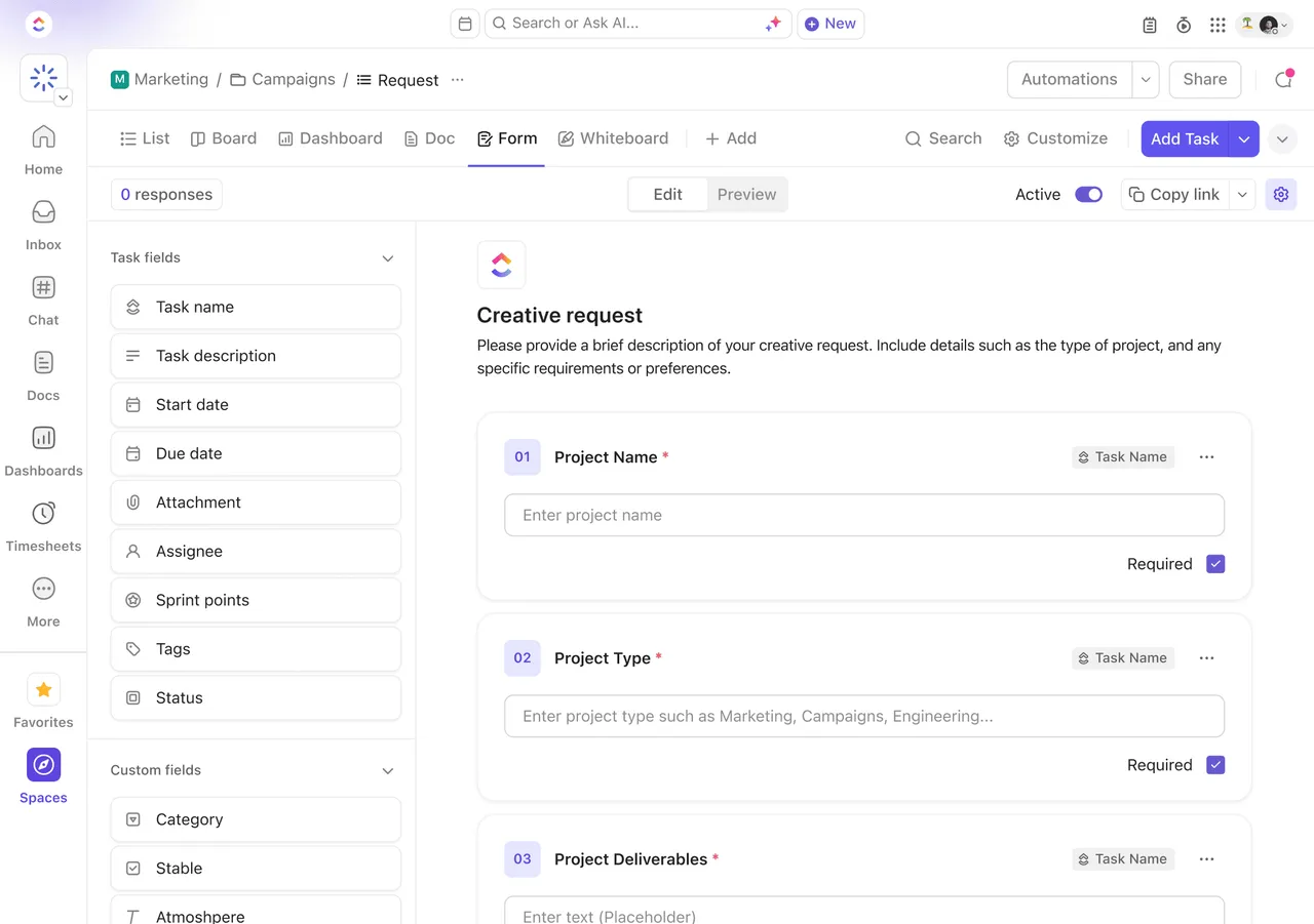 ClickUp — Formularios
