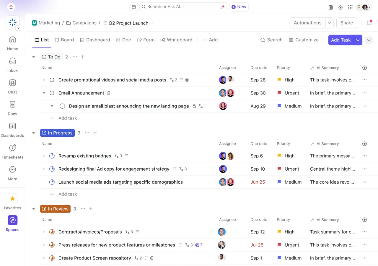 ClickUp — Proyectos